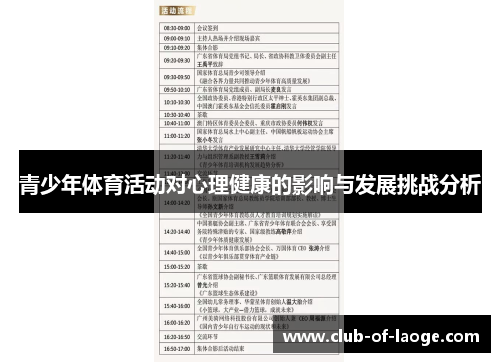青少年体育活动对心理健康的影响与发展挑战分析